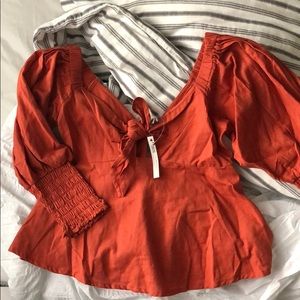 Baby doll coral Asos puff sleeve blouse
